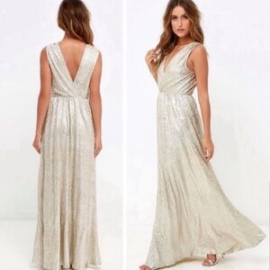 Lulu's Shimmering Silver Maxi Dress